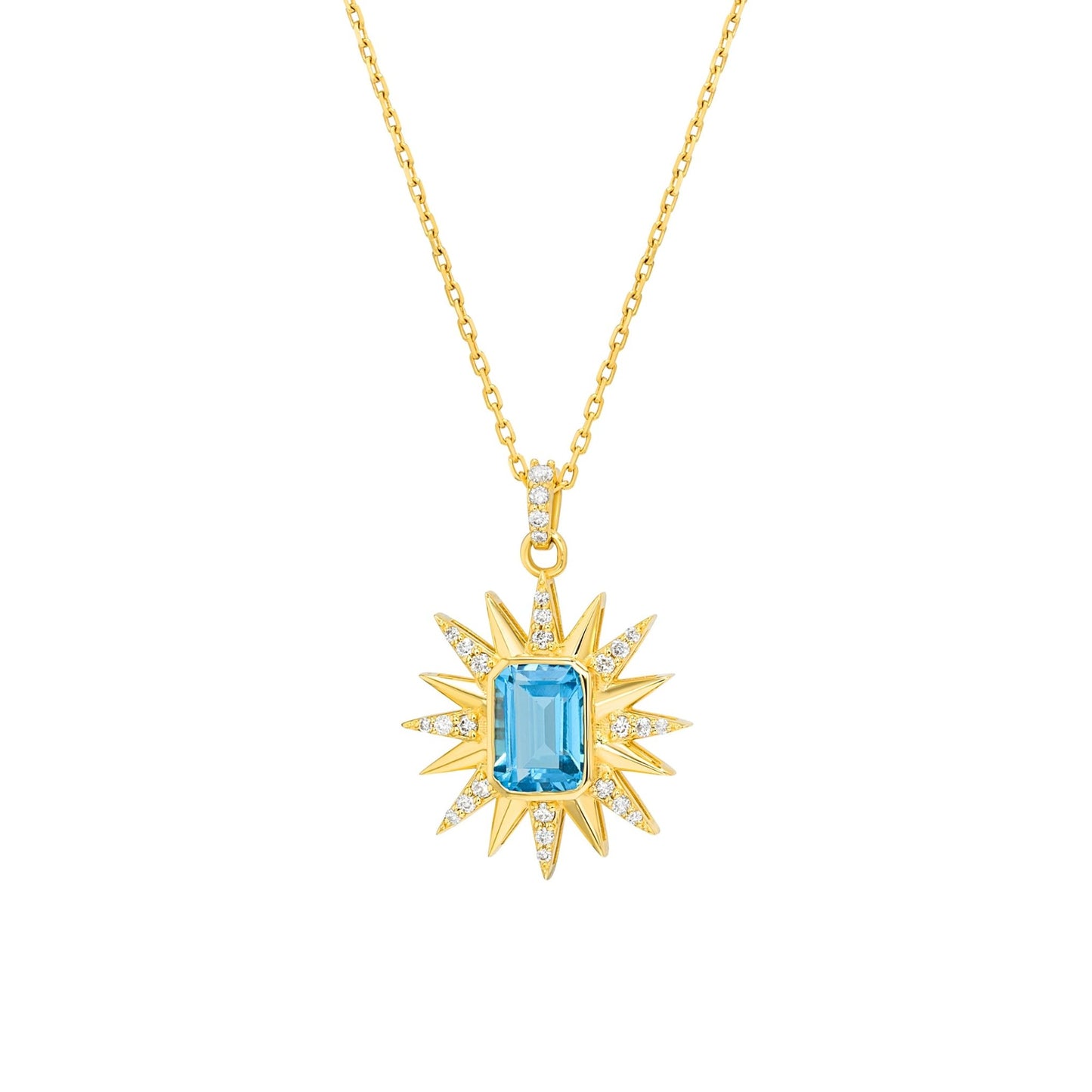 Estelle Necklace in Diamond and Topaz - 18k Gold - Lynor