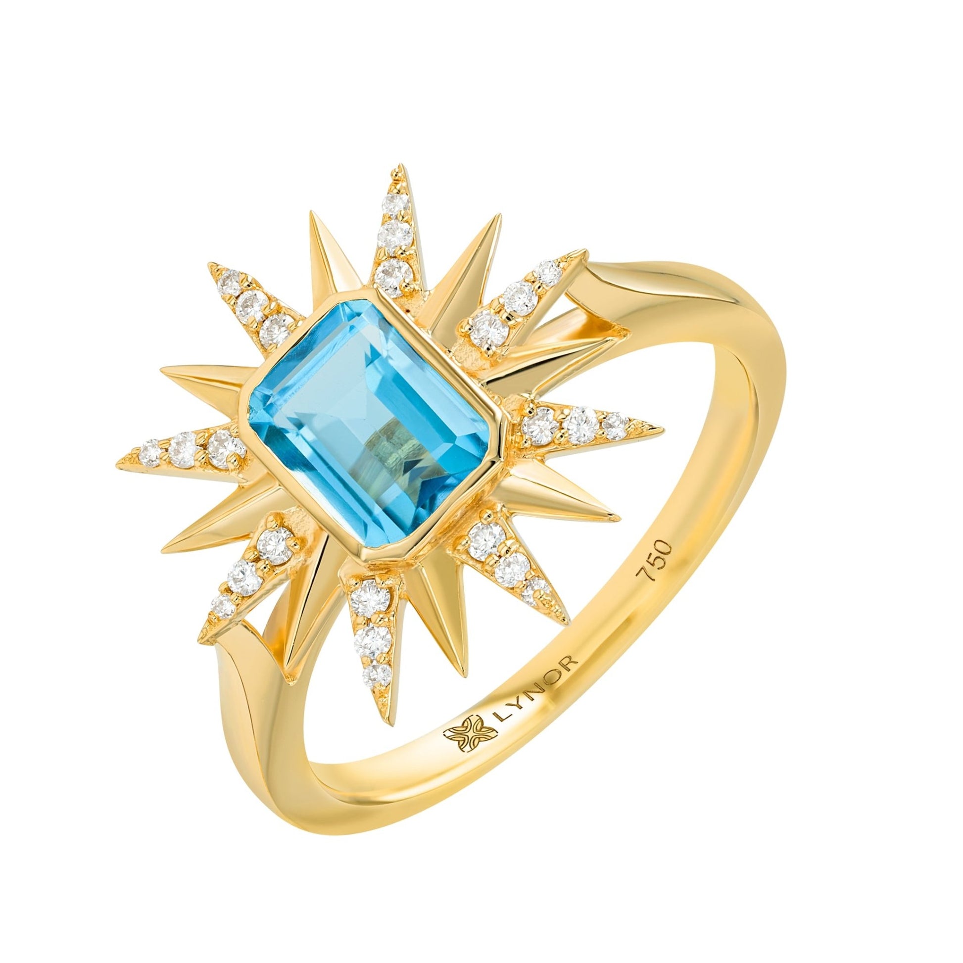 Estelle Ring in Diamond and Topaz - 18k Gold - Lynor