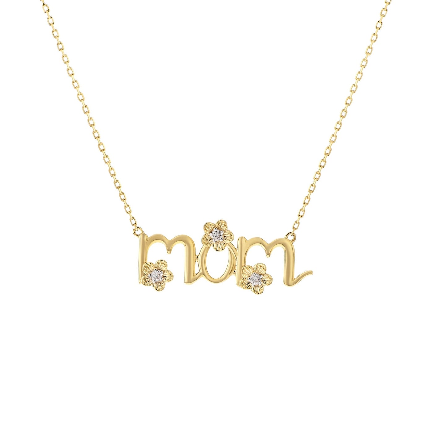 Floral Mom Necklace in Diamond - 18k Gold - Lynor