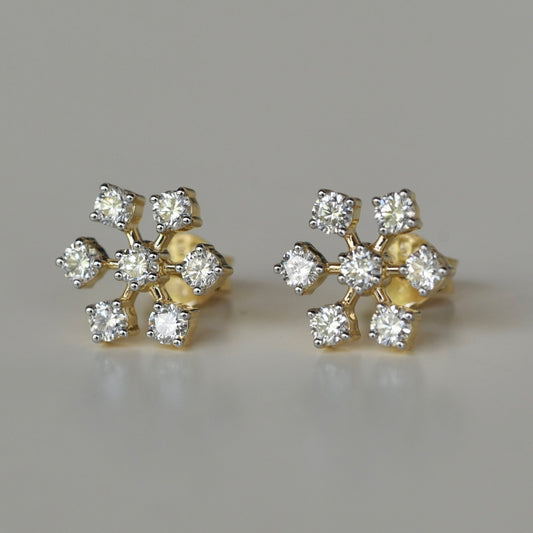 Flower Earrings in Lab - Grown Diamond - 18k Gold - Lynor