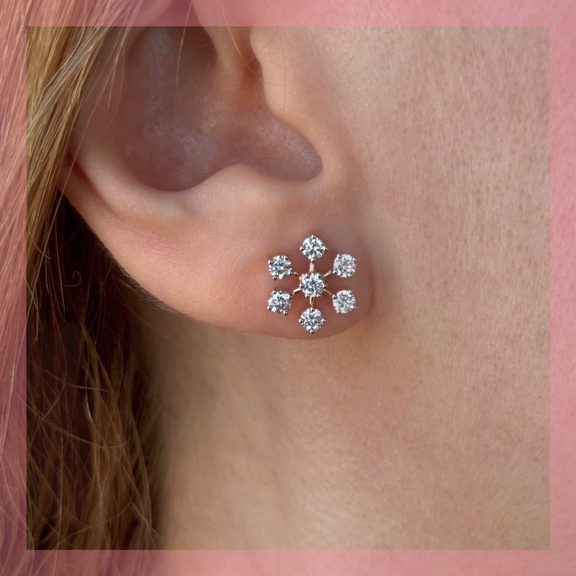 Flower Earrings in Lab - Grown Diamond - 18k Gold - Lynor