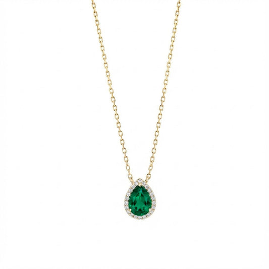 Garda Necklace in Diamond and Emerald - 18k Gold - Lynor