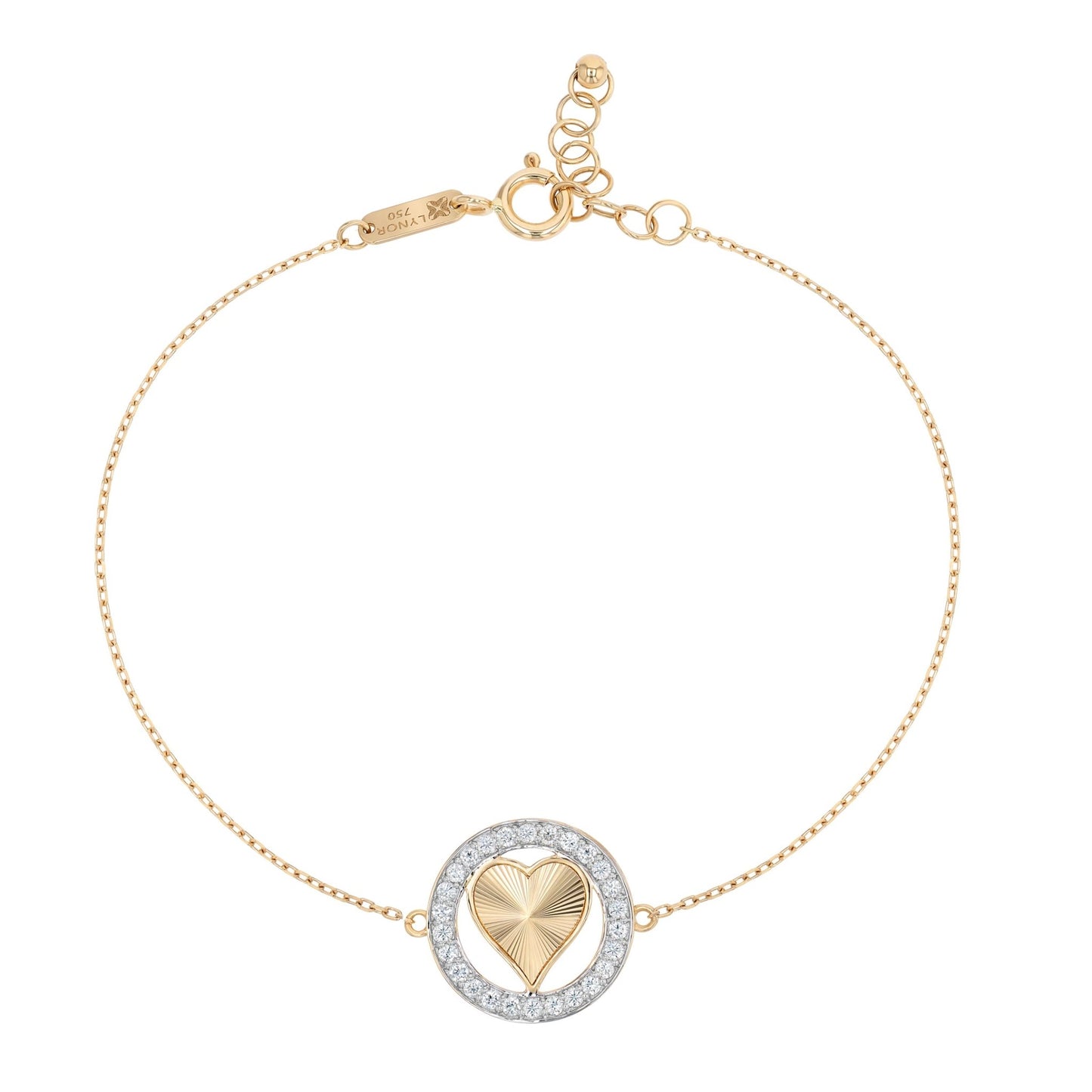 Halo Heart Bracelet in Diamond - 18k Gold - Lynor