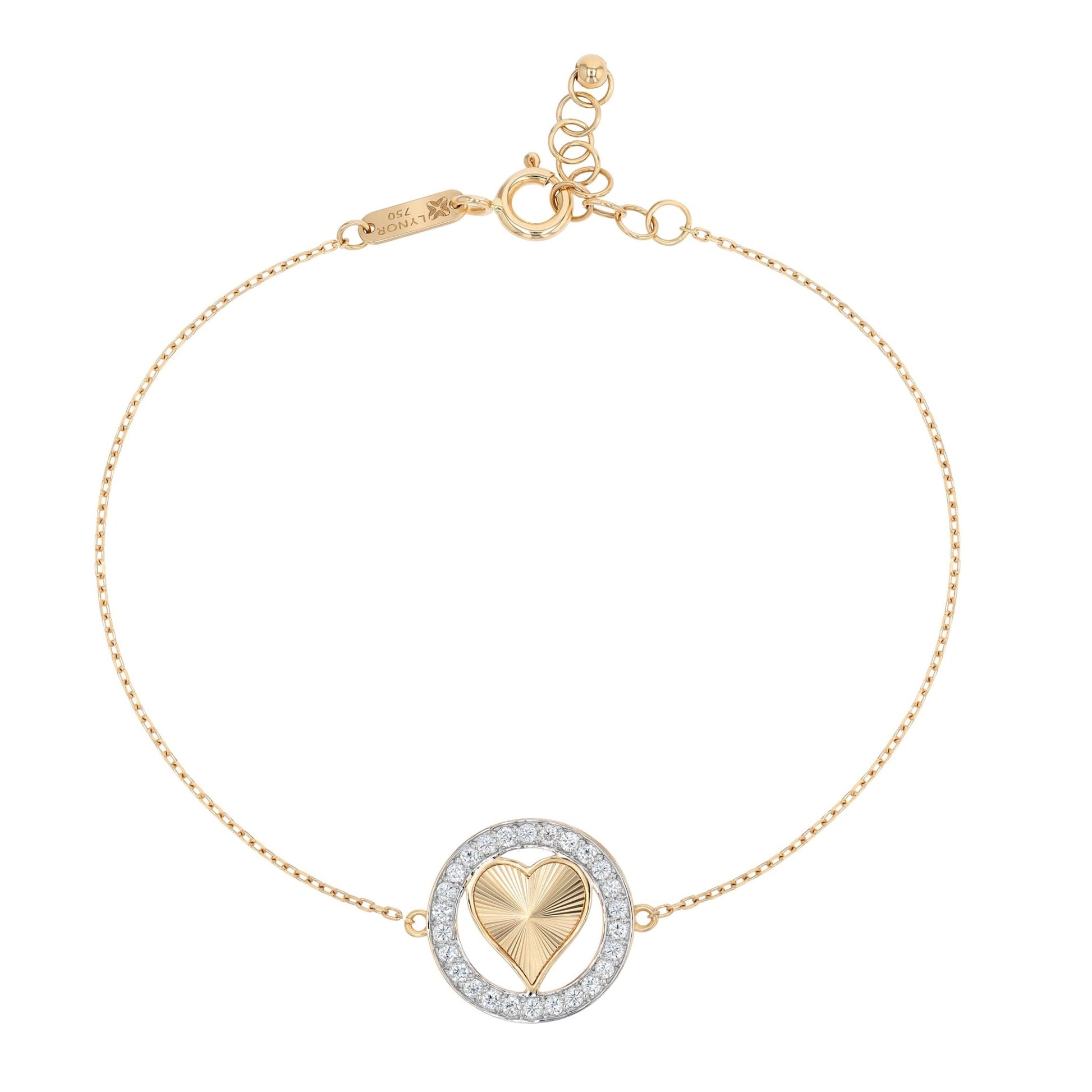 Halo Heart Bracelet in Diamond - 18k Gold - Lynor