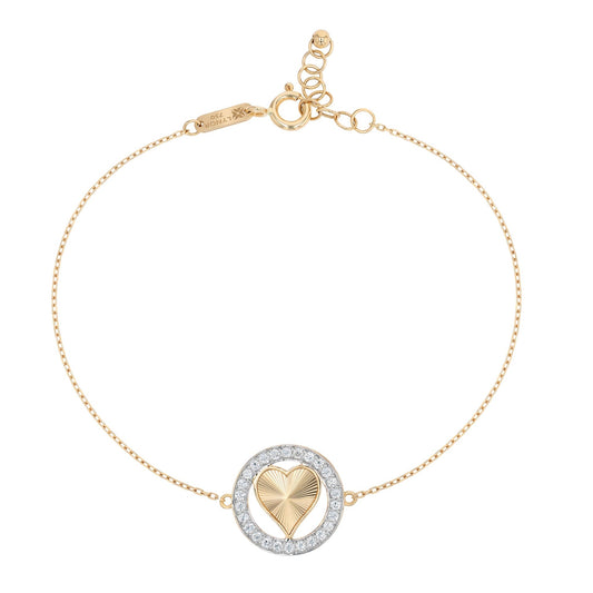 Halo Heart Bracelet in Diamond - 18k Gold - Lynor