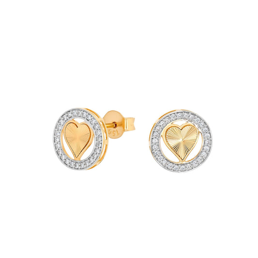 Halo Heart Earrings in Diamond - 18k Gold - Lynor