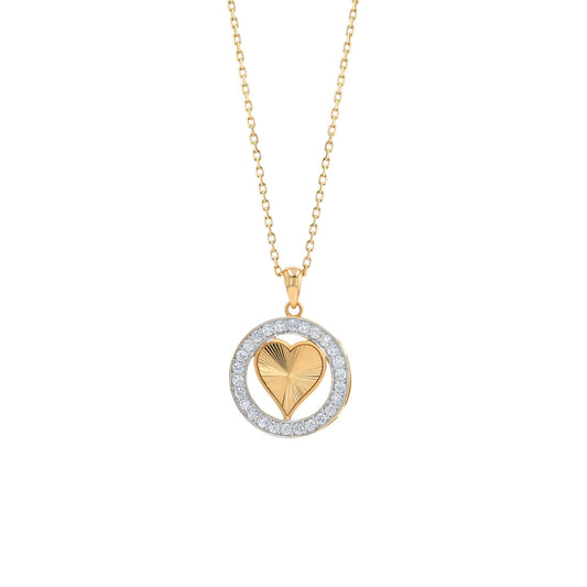 Halo Heart Necklace in Diamond - 18k Gold - Lynor