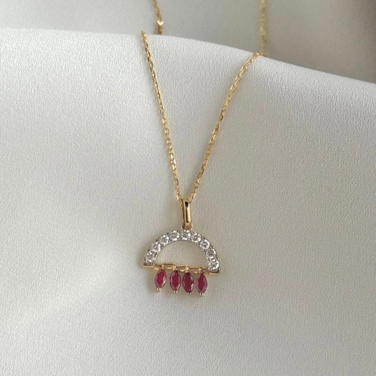 Hazel Necklace in Diamond and Ruby - 18k Gold - Lynor