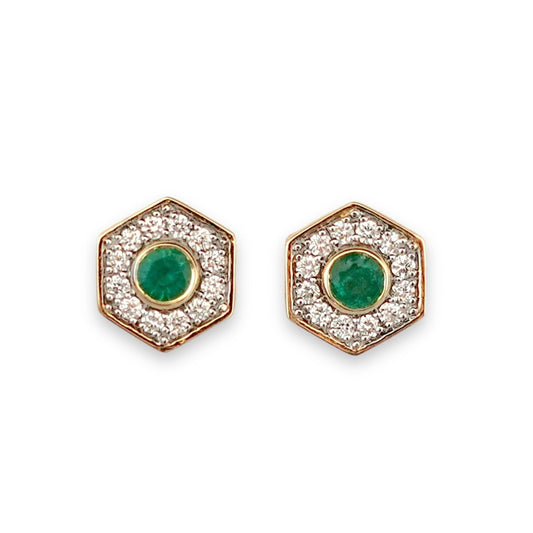 Hestia Earrings in Diamond and Emerald - 18k Gold - Lynor