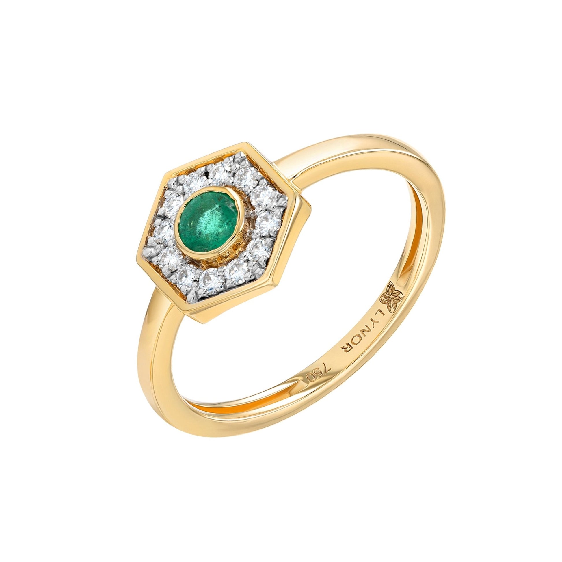 Hestia Ring in Diamond and Emerald - 18k Gold - Lynor