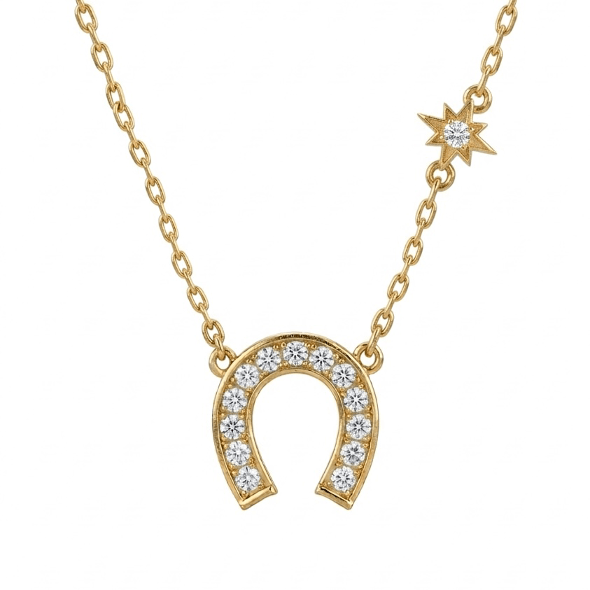 Horseshoe Star Necklace in Diamond - 18k Gold - Lynor