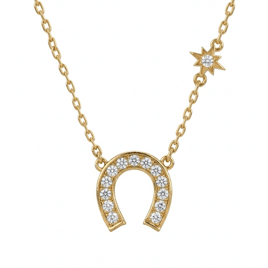 Horseshoe Star Necklace in Diamond - 18k Gold - Lynor