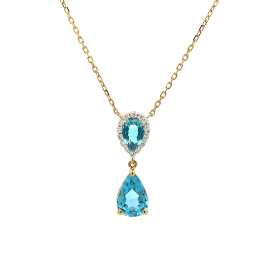 Inez Necklace in Diamond and Topaz - 18k Gold - Lynor