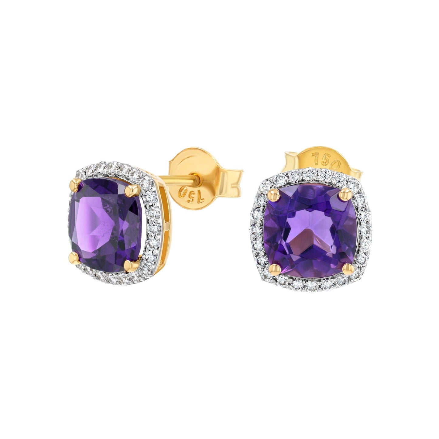 Iris Earrings in Diamond and Amethyst - 18k Gold - Lynor