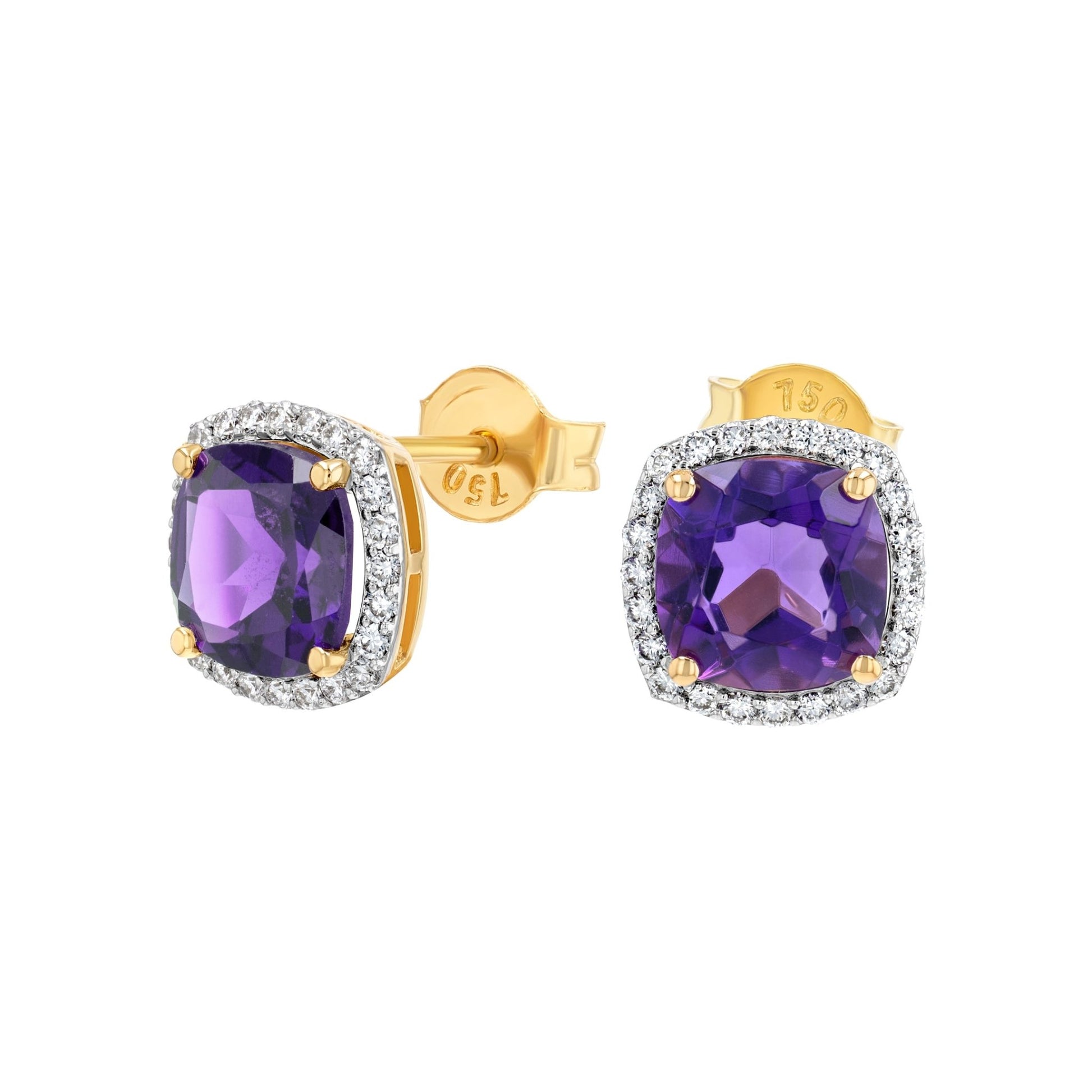 Iris Earrings in Diamond and Amethyst - 18k Gold - Lynor