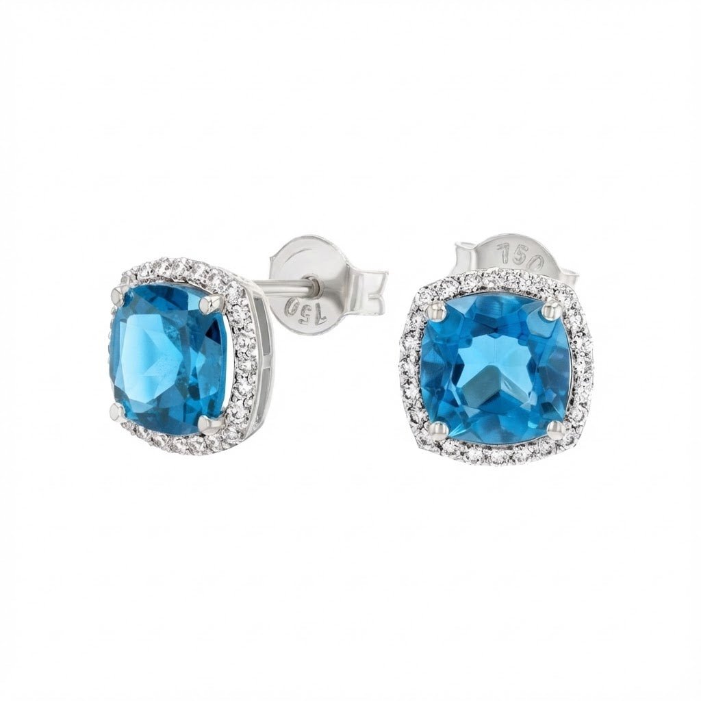 Iris Earrings in Diamond and Topaz - 18k Gold - Lynor