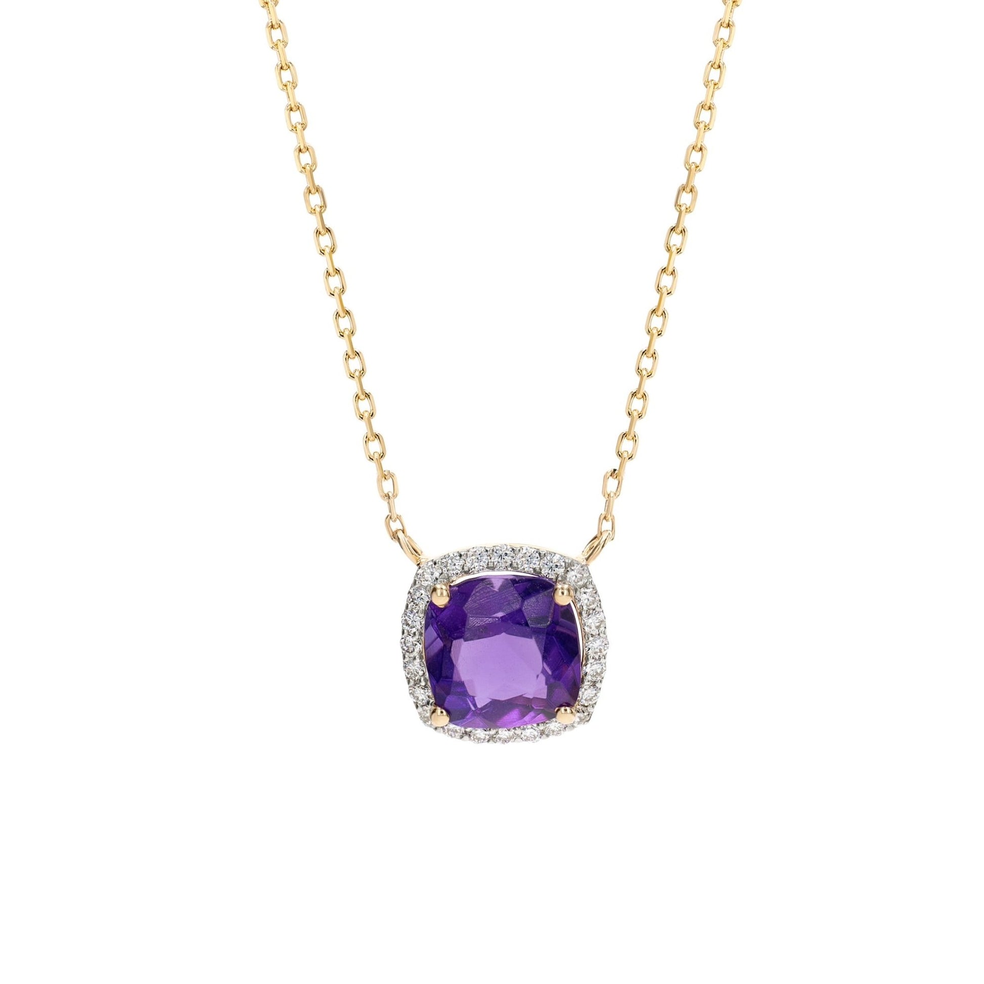 Iris Necklace in Diamond and Amethyst - 18k Gold - Lynor