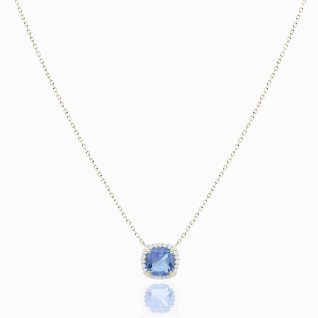 Iris Necklace in Diamond and Topaz - White Gold - 18k Gold - Lynor