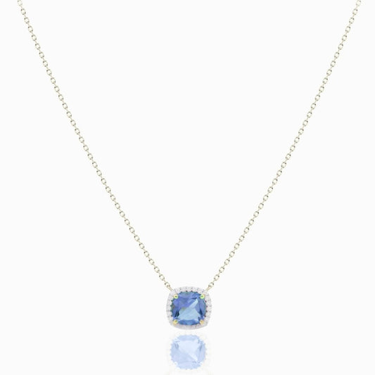 Iris Necklace in Diamond and Topaz - White Gold - 18k Gold - Lynor