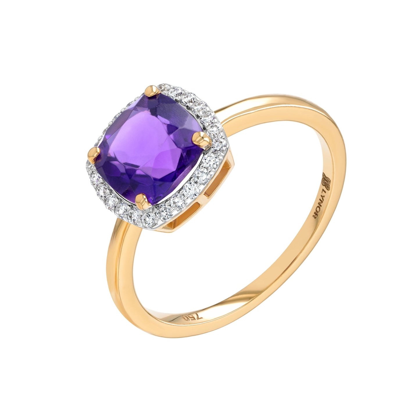 Iris Ring in Diamond and Amethyst - 18k Gold - Lynor