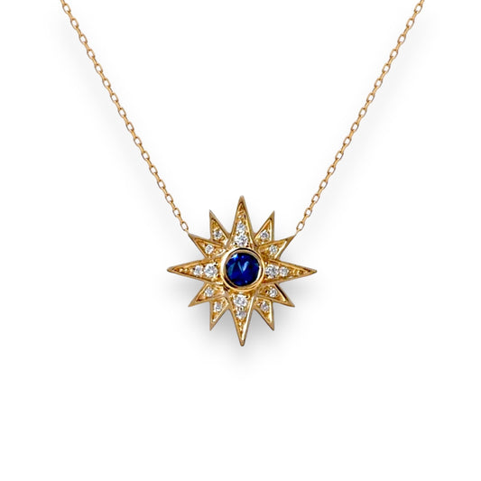 Liora Necklace in Diamond and Sapphire - 18k Gold - Lynor