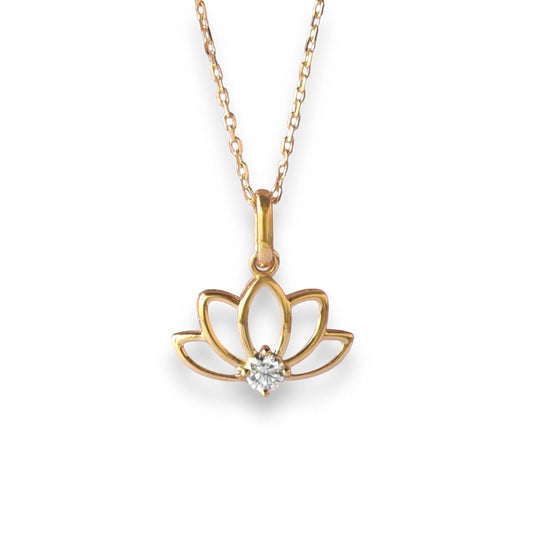 Lotus Necklace in Diamond - 18k Gold - Lynor