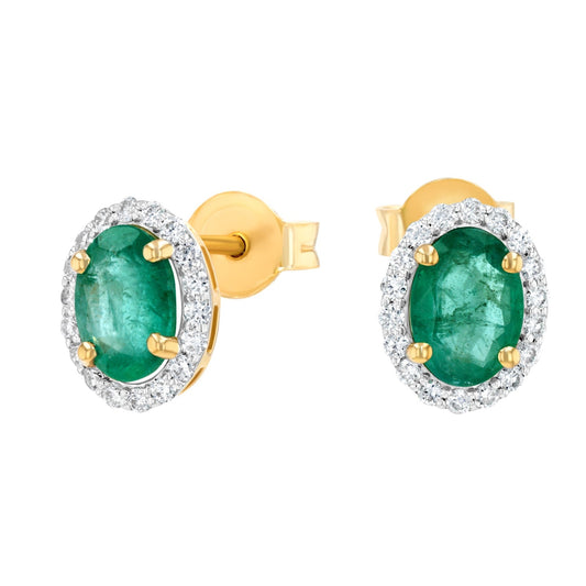 Luana Earrings in Diamond and Emerald - 18k Gold - Lynor