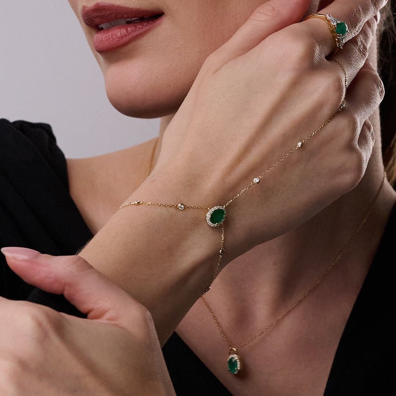 Luana Panja Bracelet in Diamond and Emerald - 18k Gold - Lynor