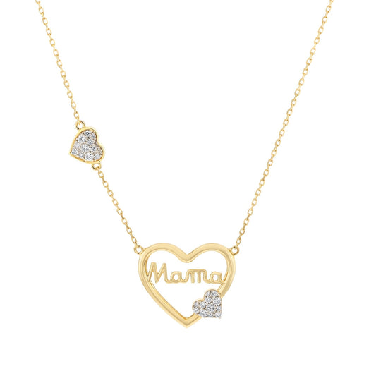 Mama Hearts Necklace in Diamond - 18k Gold - Lynor