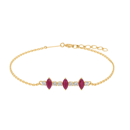 Marquise Bracelet in Diamond and Ruby - 18k Gold - Lynor