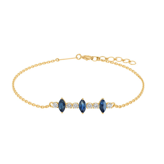 Marquise Bracelet in Diamond and Sapphire - 18k Gold - Lynor