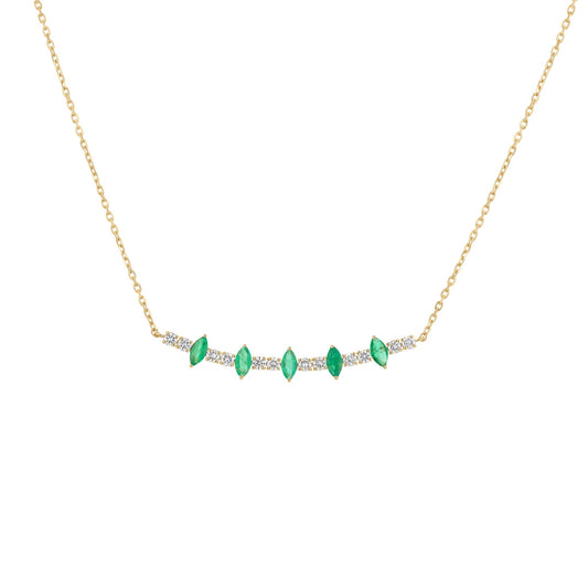 Marquise Necklace in Diamond and Emerald - 18k Gold - Lynor