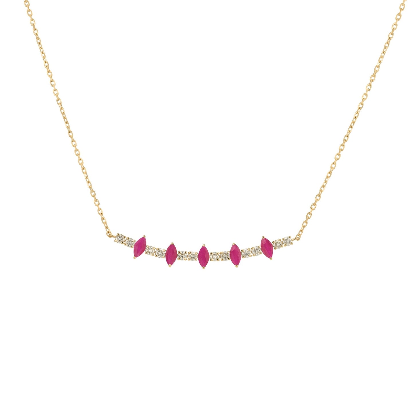 Marquise Necklace in Diamond and Ruby - 18k Gold - Lynor