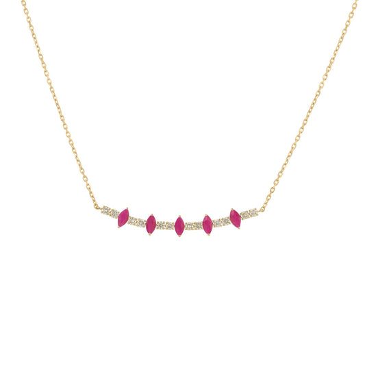 Marquise Necklace in Diamond and Ruby - 18k Gold - Lynor