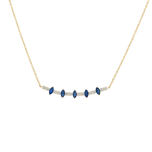 Marquise Necklace in Diamond and Sapphire - 18k Gold - Lynor