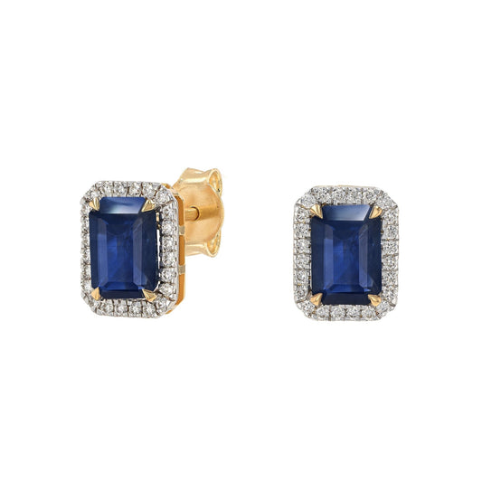 MCeleste Earrings in Diamond and Blue Sapphire - 18k Gold - Lynor