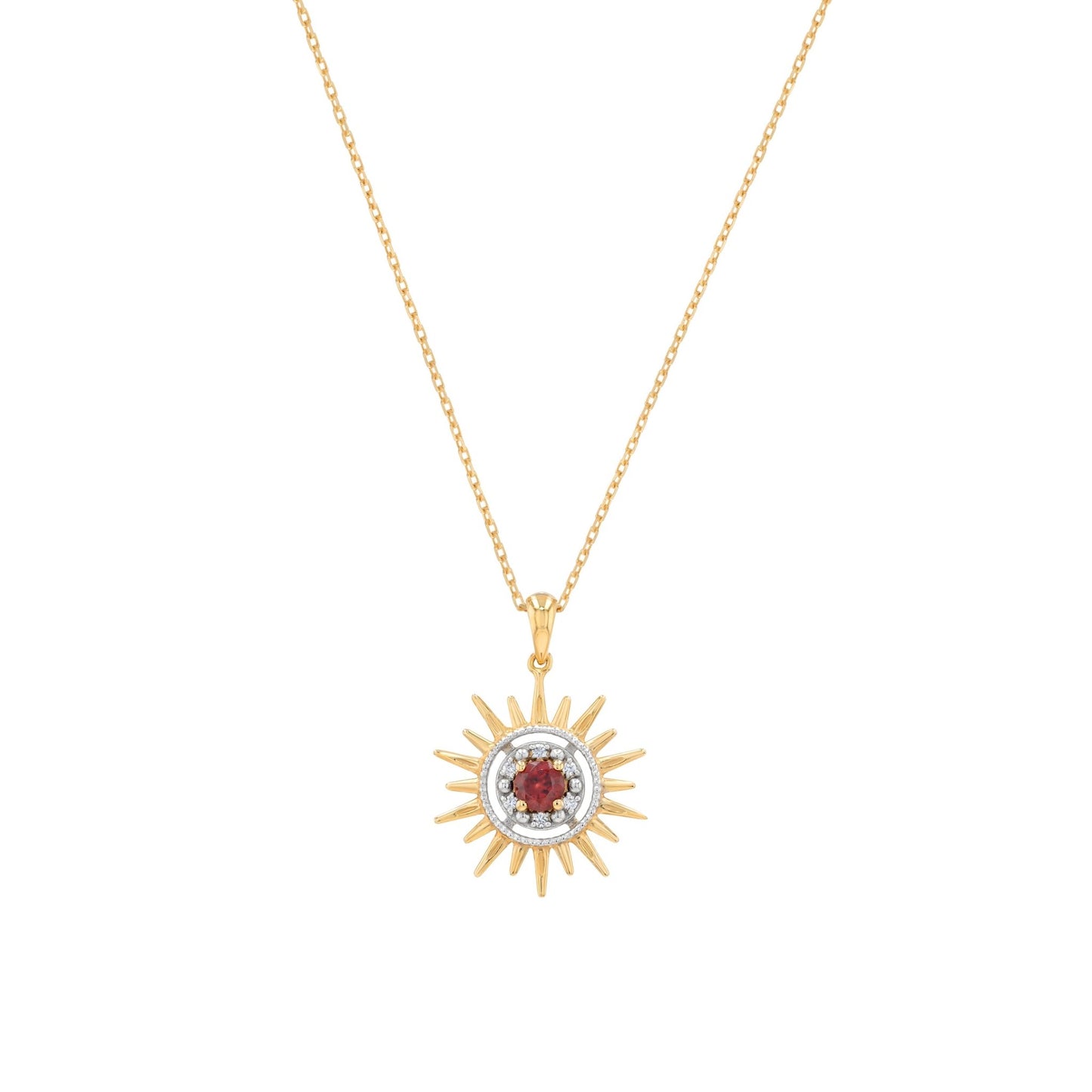 Mini Aurore Necklace in Diamond and Garnet - 18k Gold - Lynor