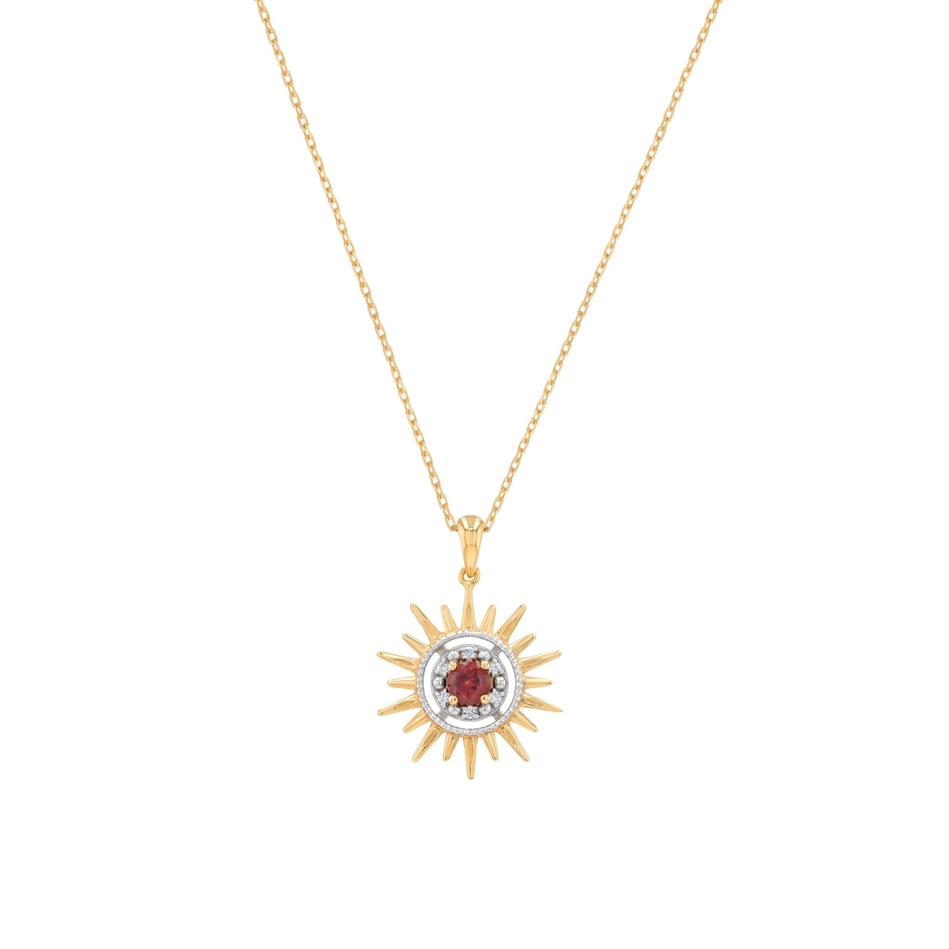 Mini Aurore Necklace in Diamond and Garnet - 18k Gold - Lynor