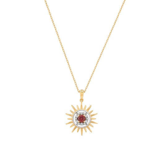 Mini Aurore Necklace in Diamond and Garnet - 18k Gold - Lynor