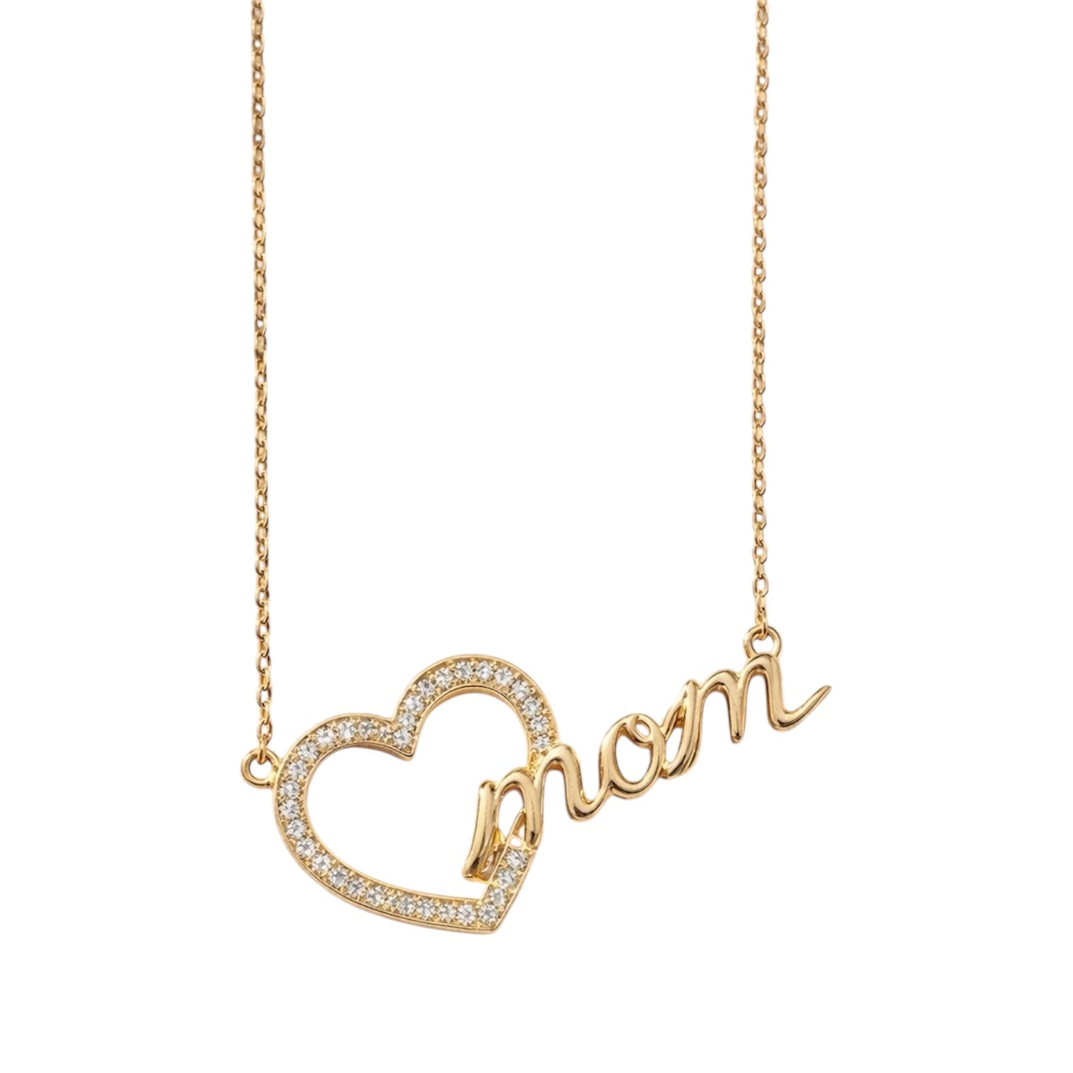 Mom Heart Necklace in Diamond - 18k Gold - Lynor
