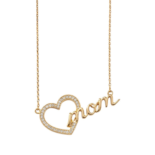 Mom Heart Necklace in Diamond - 18k Gold - Lynor
