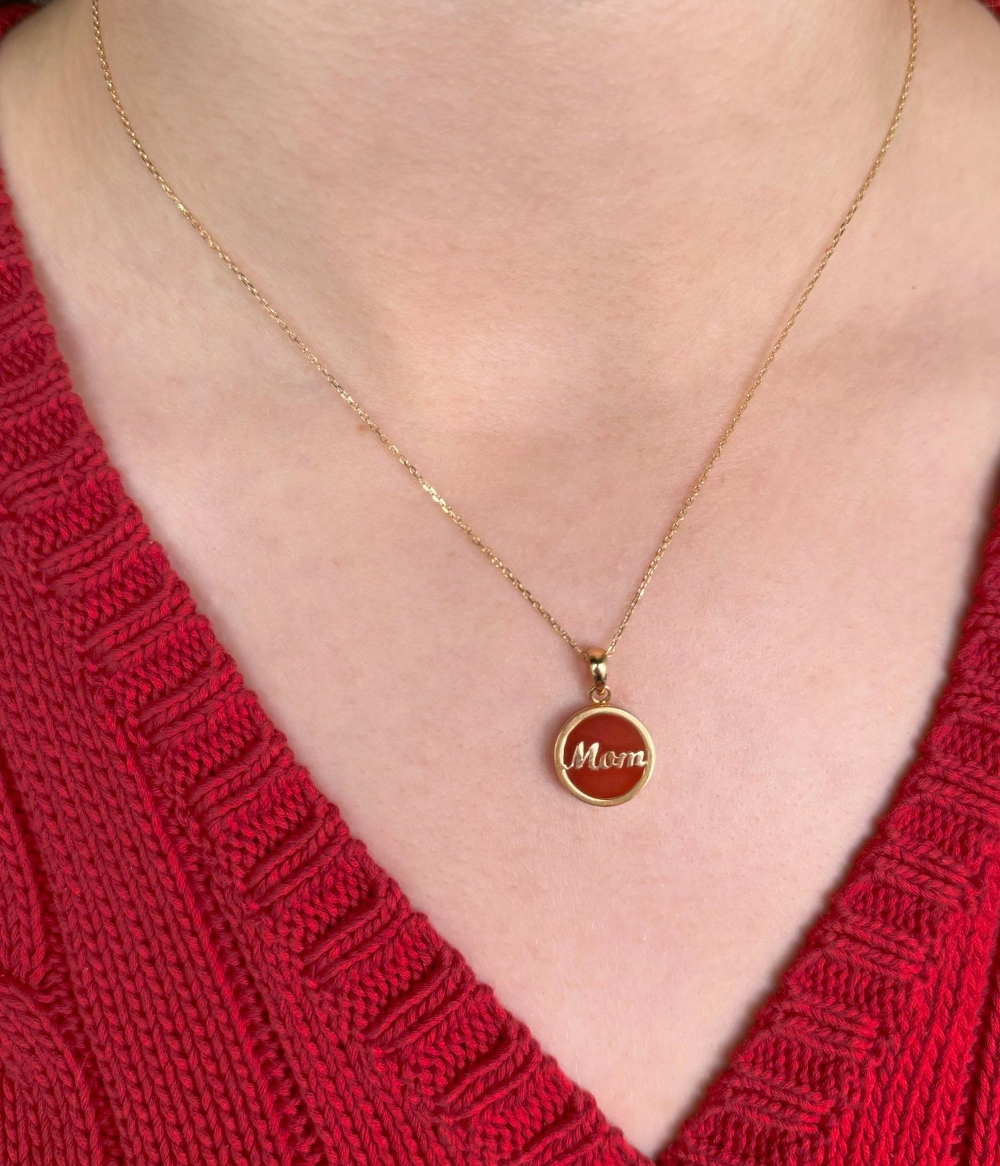 Mom Icon Necklace in Red Carnelian - 18k Gold - Lynor