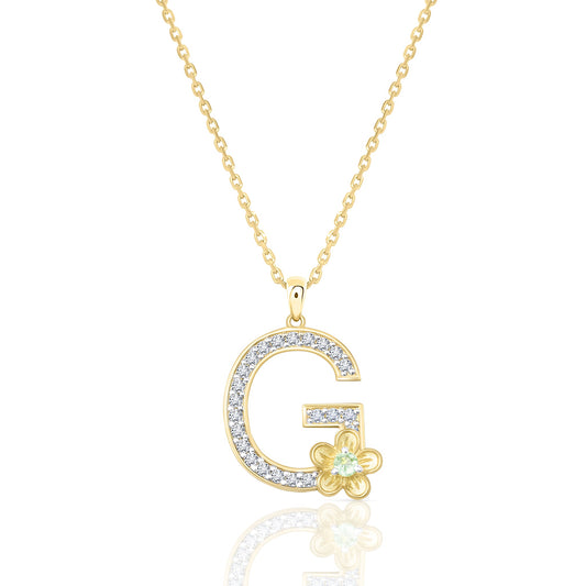 My Rose G Letter Necklace in Diamond - 18k Gold - Lynor