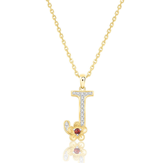 My Rose J Letter Necklace in Diamond - 18k Gold - Lynor