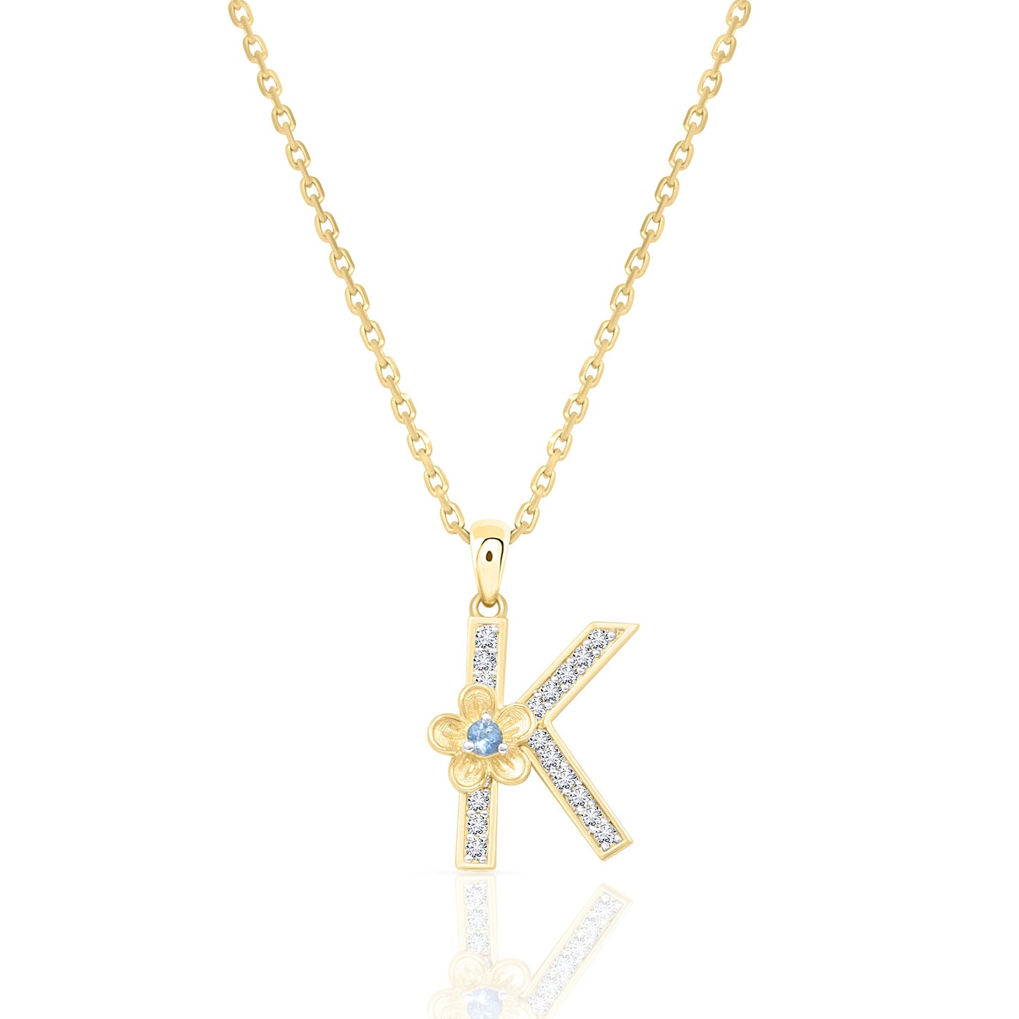My Rose K Letter Necklace in Diamond - 18k Gold - Lynor