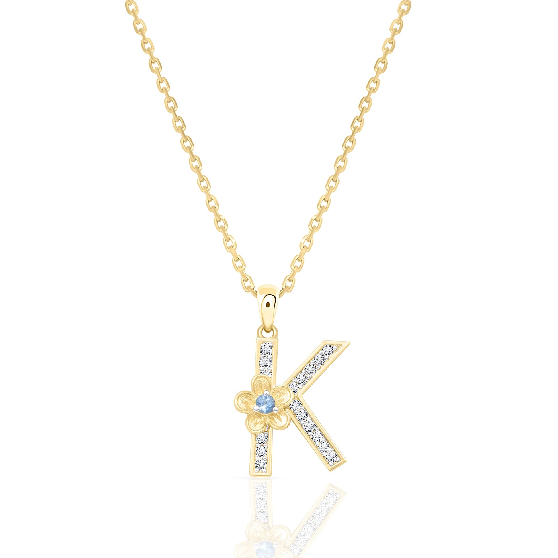 My Rose K Letter Necklace in Diamond - 18k Gold - Lynor