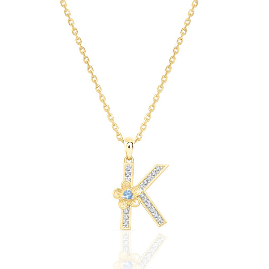 My Rose K Letter Necklace in Diamond - 18k Gold - Lynor