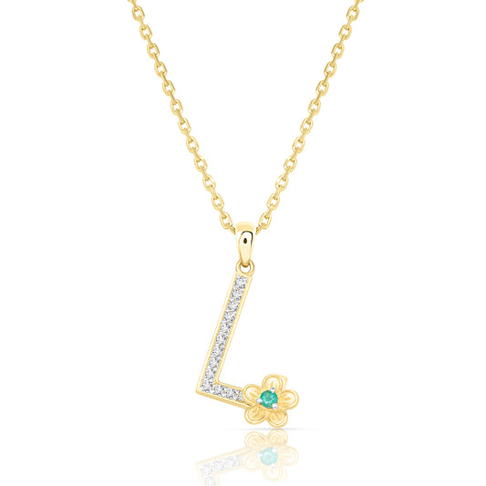 My Rose L Letter Necklace in Diamond - 18k Gold - Lynor