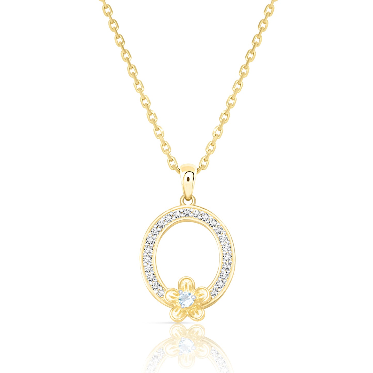 My Rose O Letter Necklace in Diamond - 18k Gold - Lynor