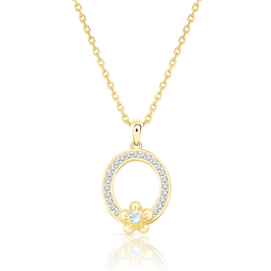 My Rose O Letter Necklace in Diamond - 18k Gold - Lynor